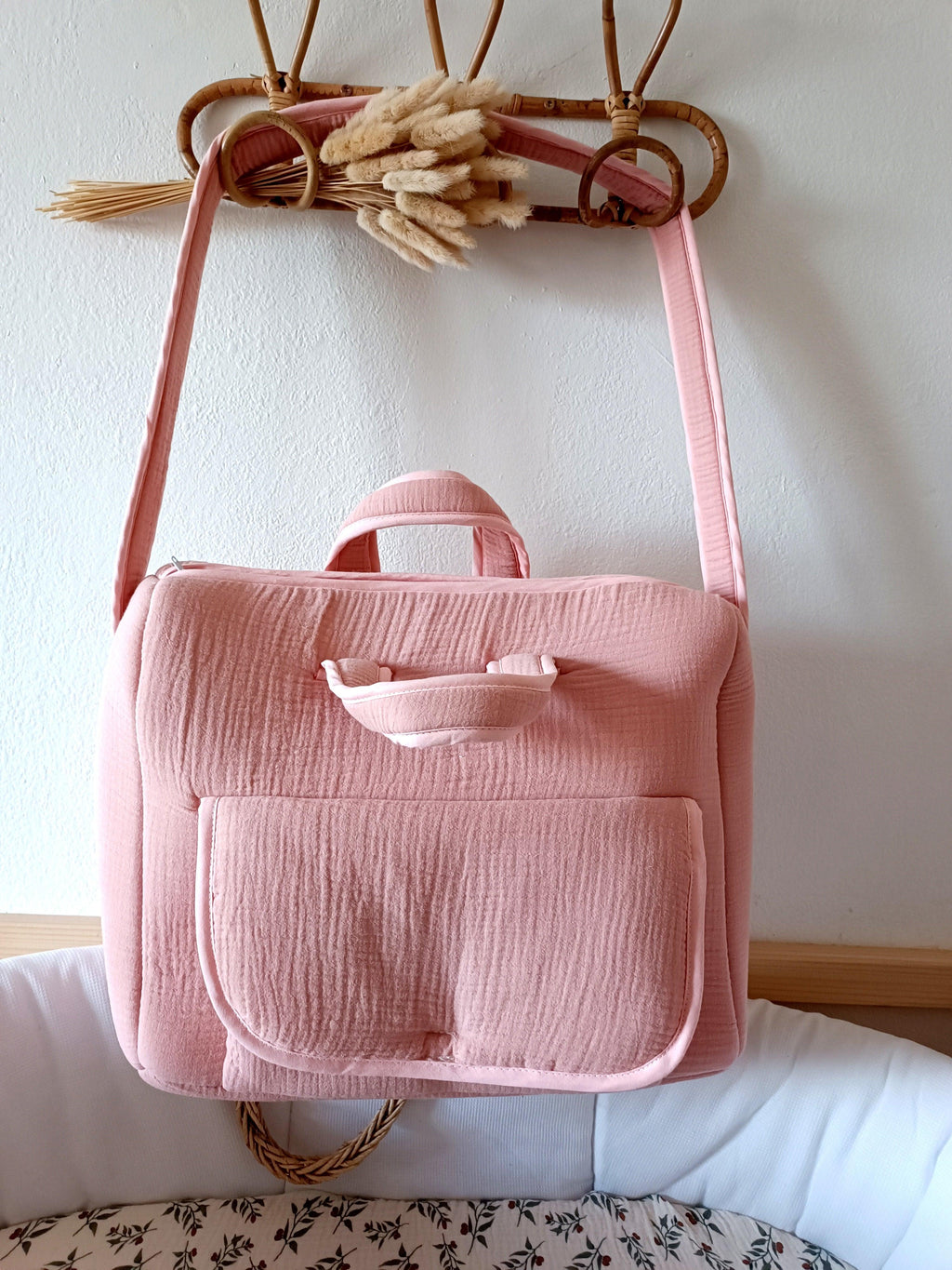 Sac à langer en gaze de coton terracota - personnalisable -