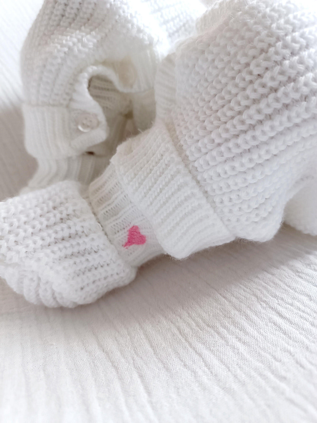 Combinaison maille blanc, avec col, 0/3 mois, 3 pièces - personnalisable -