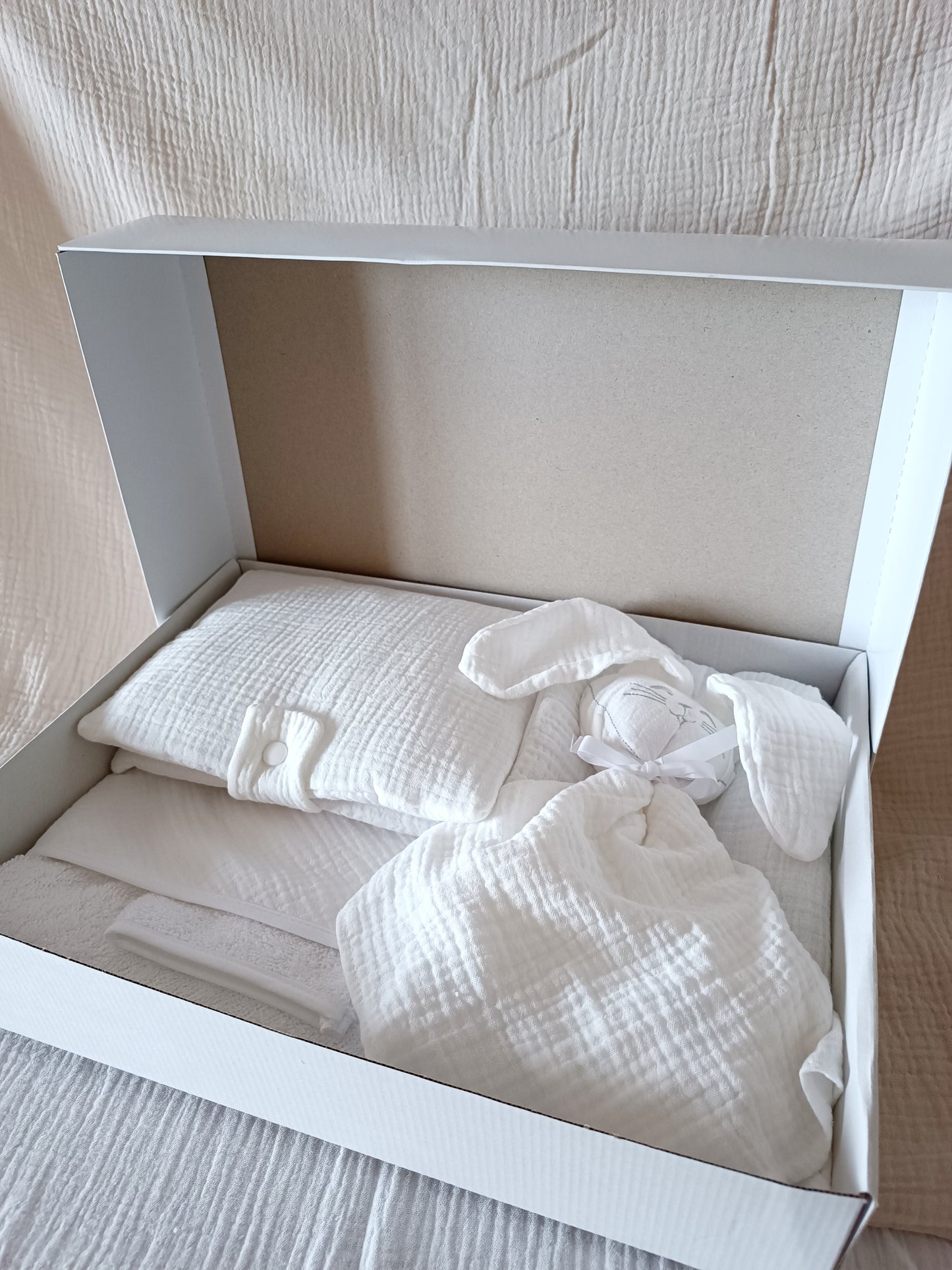 Box blanche en gaze de coton - personnalisable -