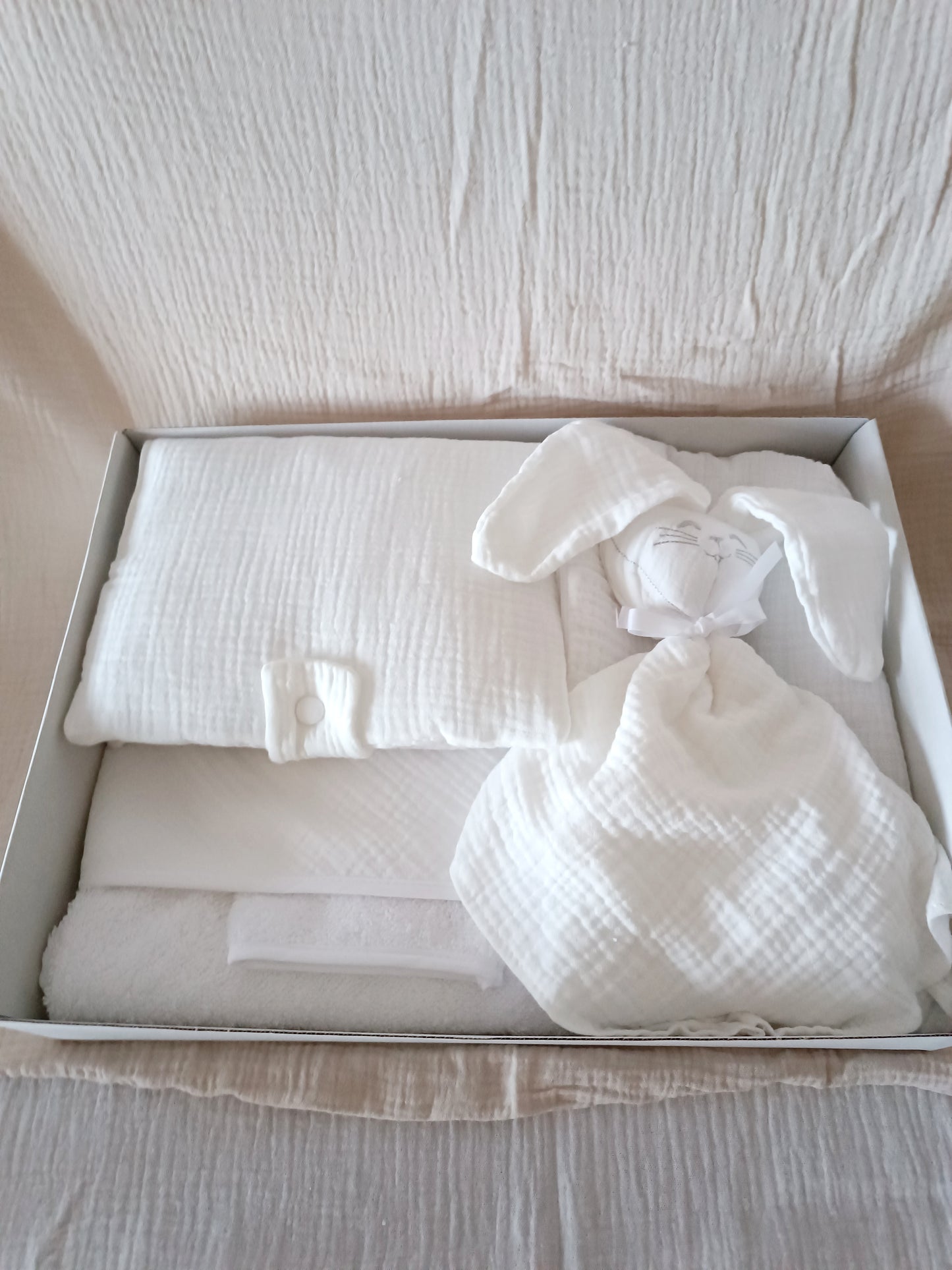 Box blanche en gaze de coton - personnalisable -