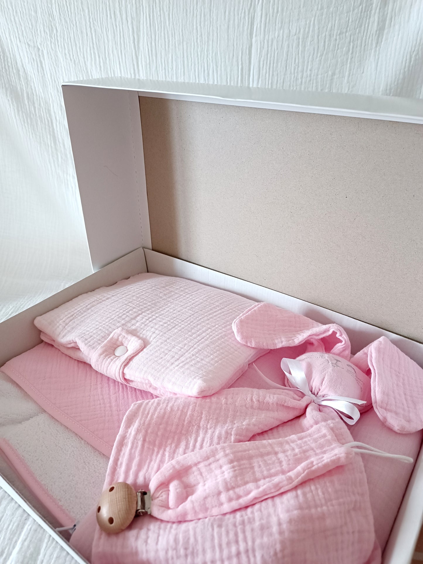 Box rose en gaze de coton - personnalisable -