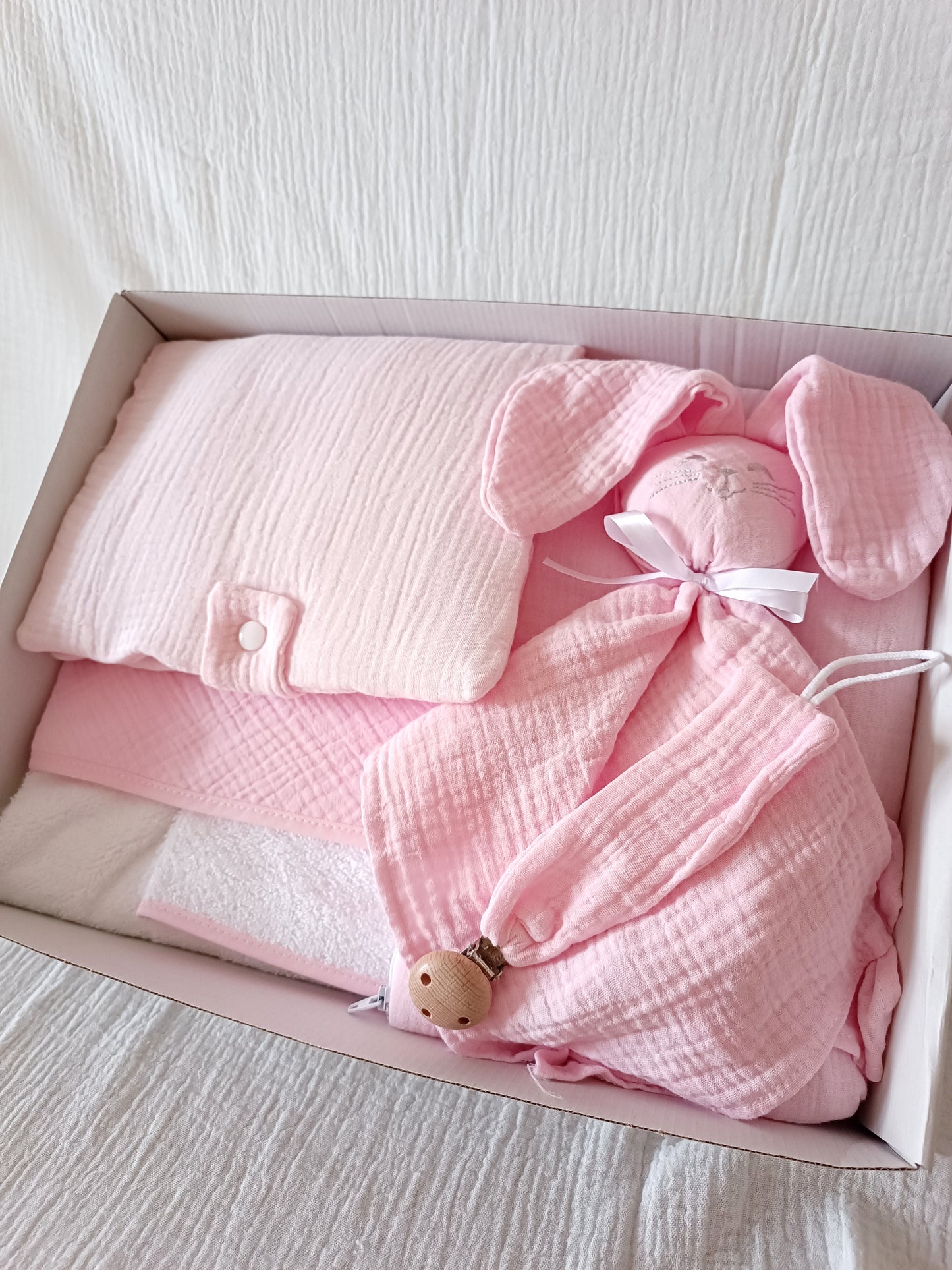 Box rose en gaze de coton - personnalisable -