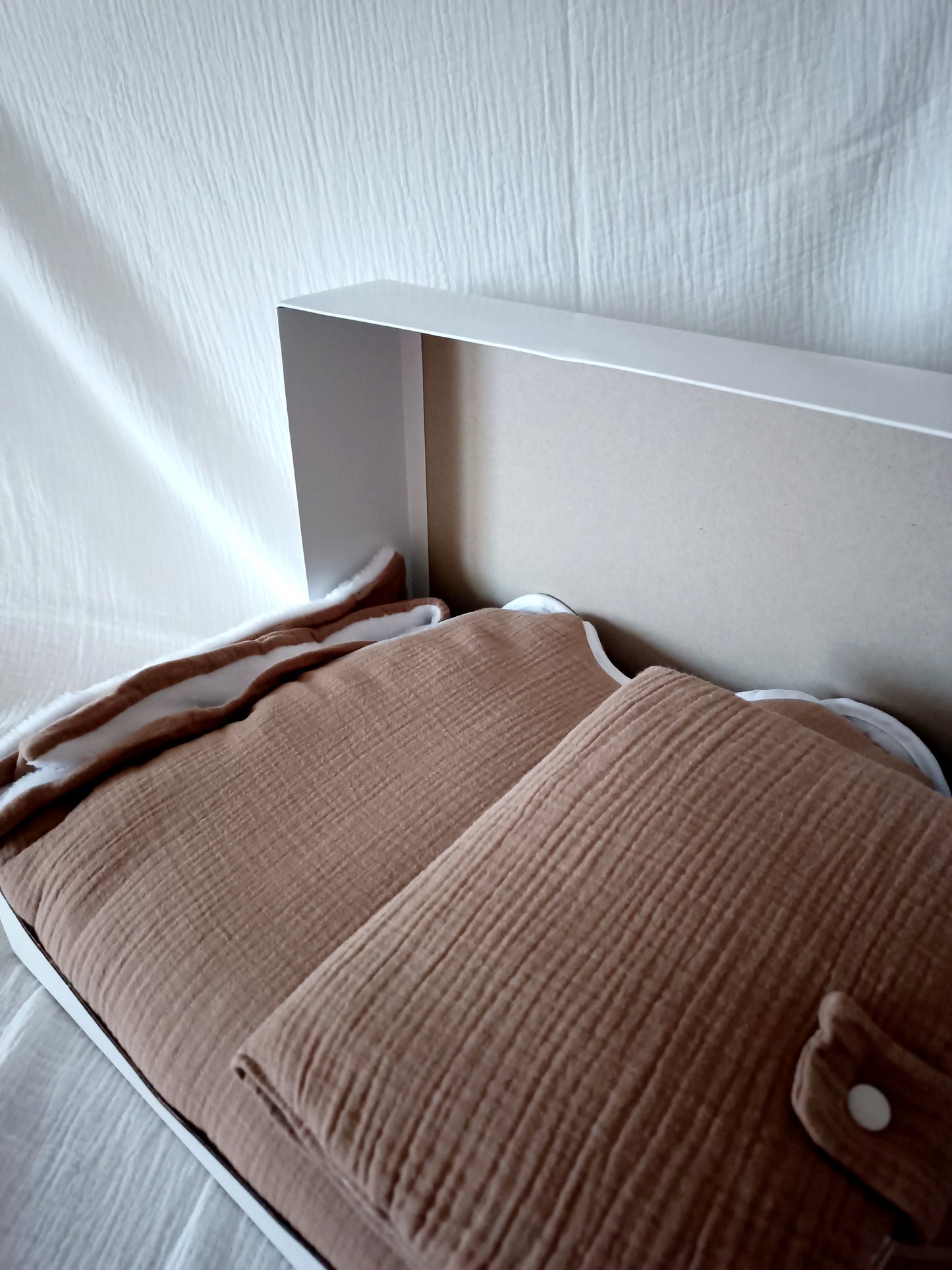 Box marron en gaze de coton - personnalisable -