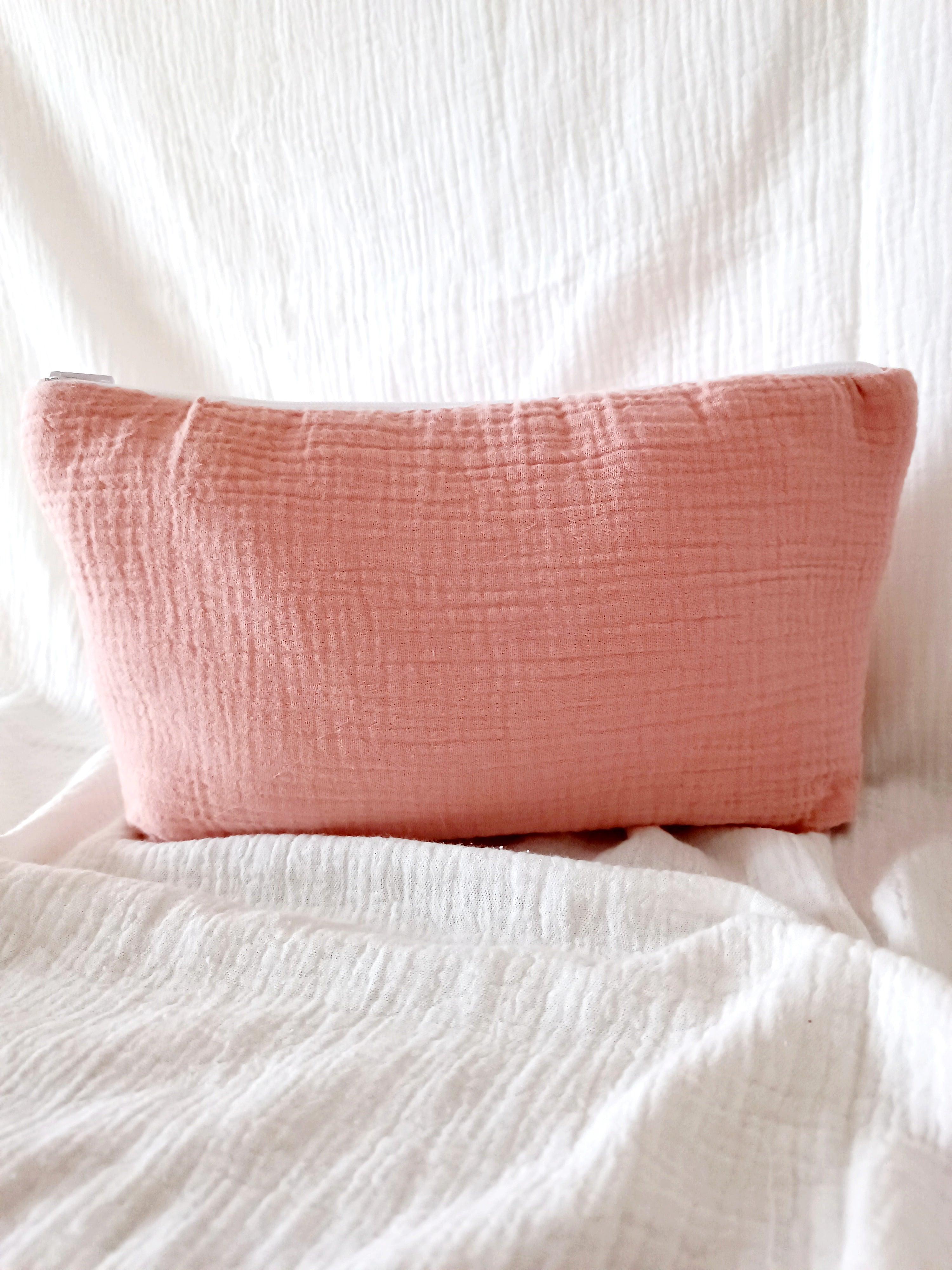 Trousse en gaze de coton terracotta - personnalisable -