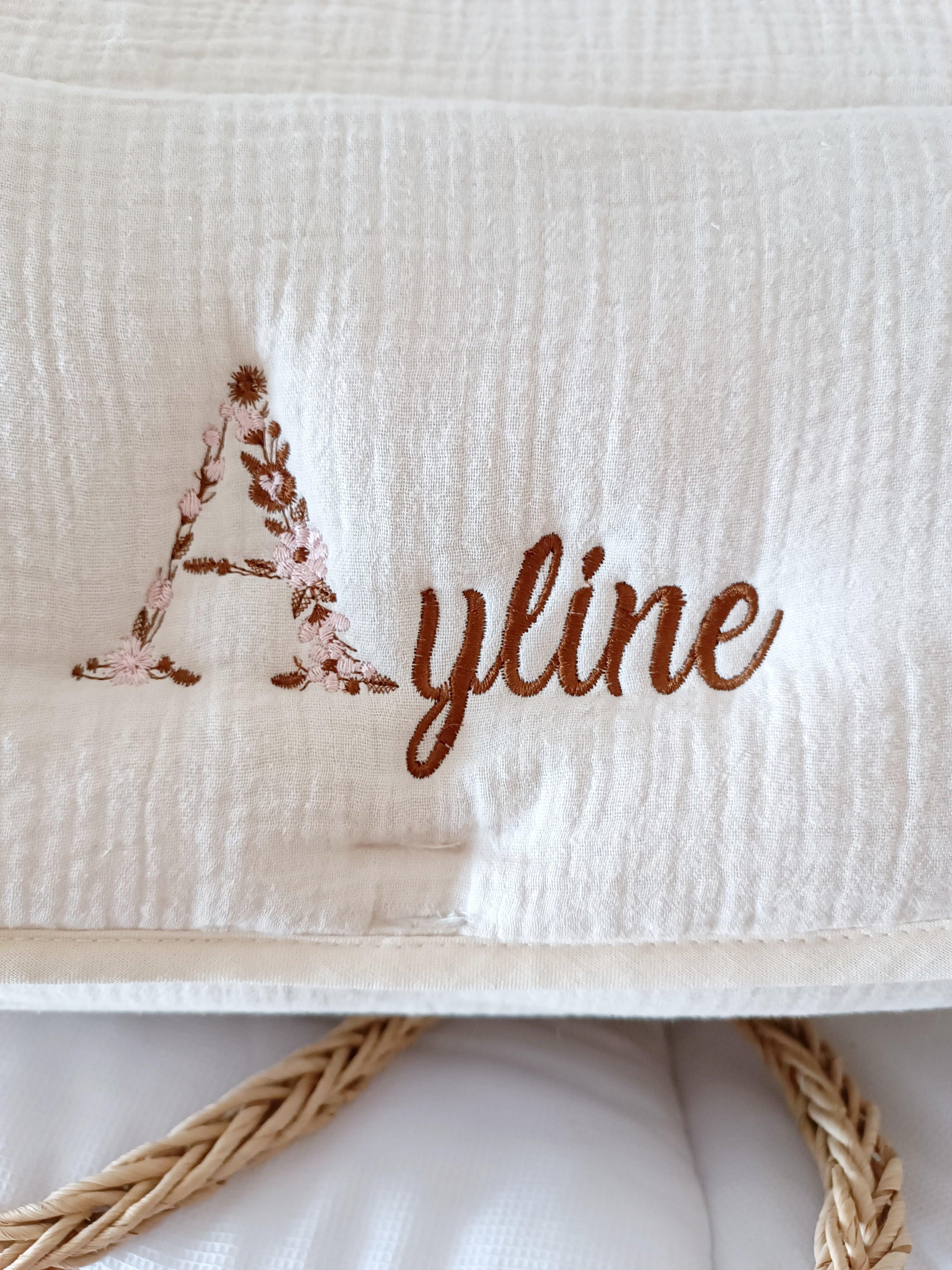Sac à langer en gaze de coton beige - personnalisable -