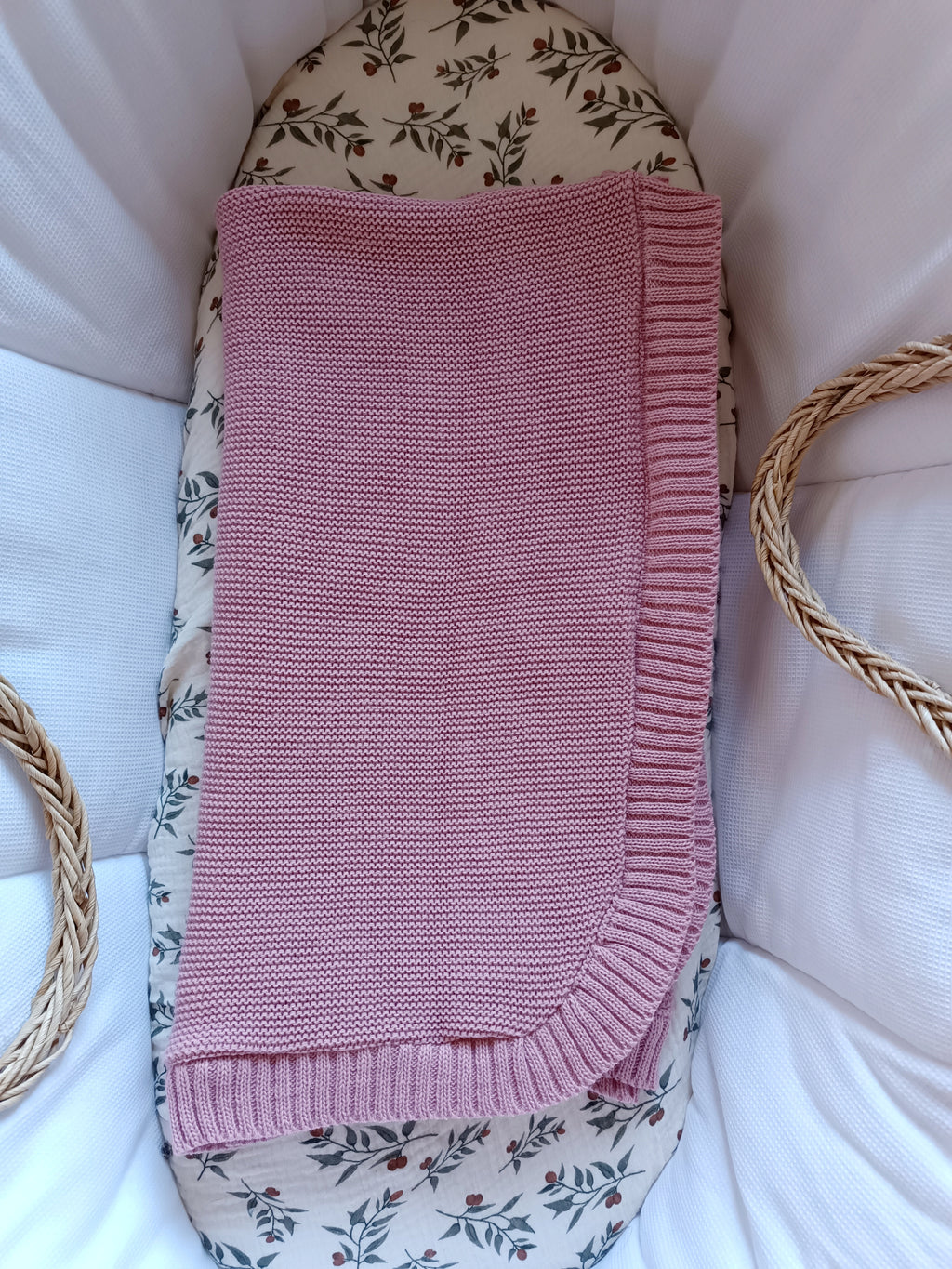 Couverture en maille vieux rose - personnalisable -
