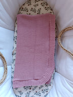 Couverture en maille vieux rose - personnalisable -
