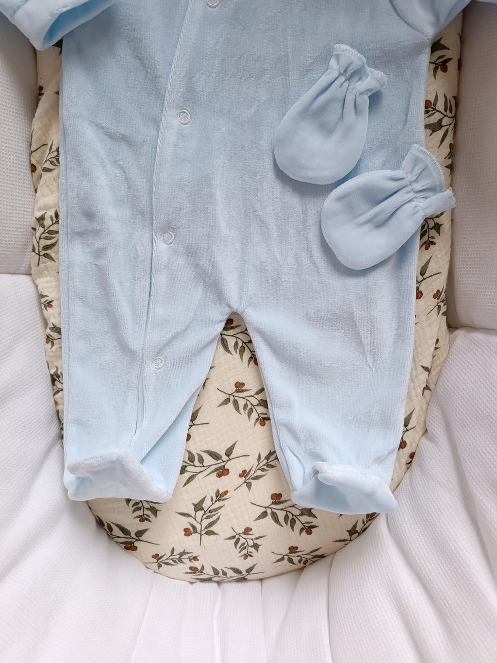 Dors bien velours bleu ciel, 3 pièces