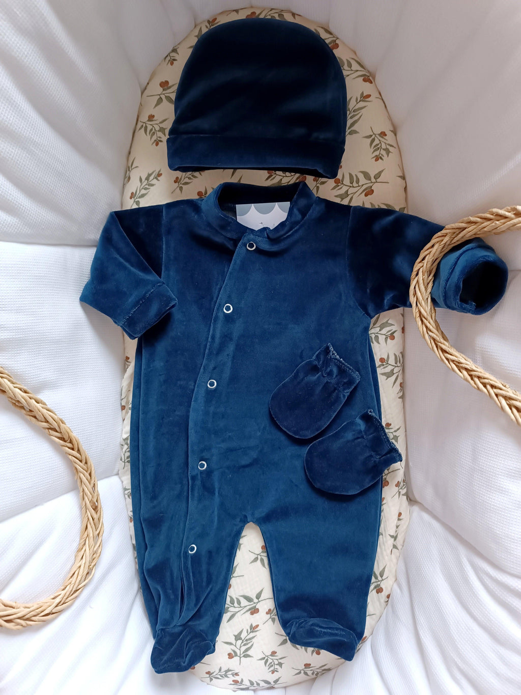 Dors bien velours bleu marine, 3 pièces