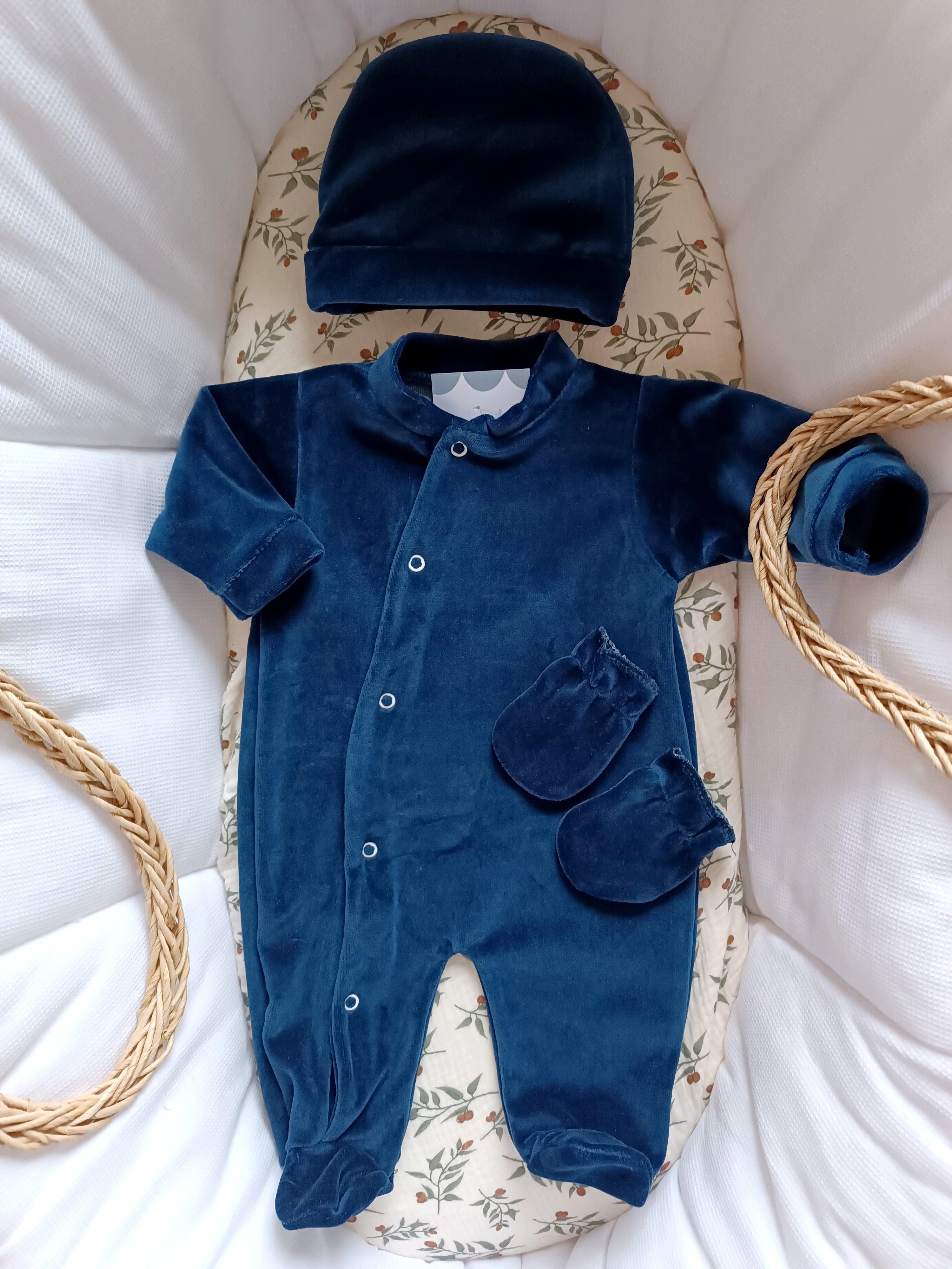Dors bien velours bleu marine, 3 pièces