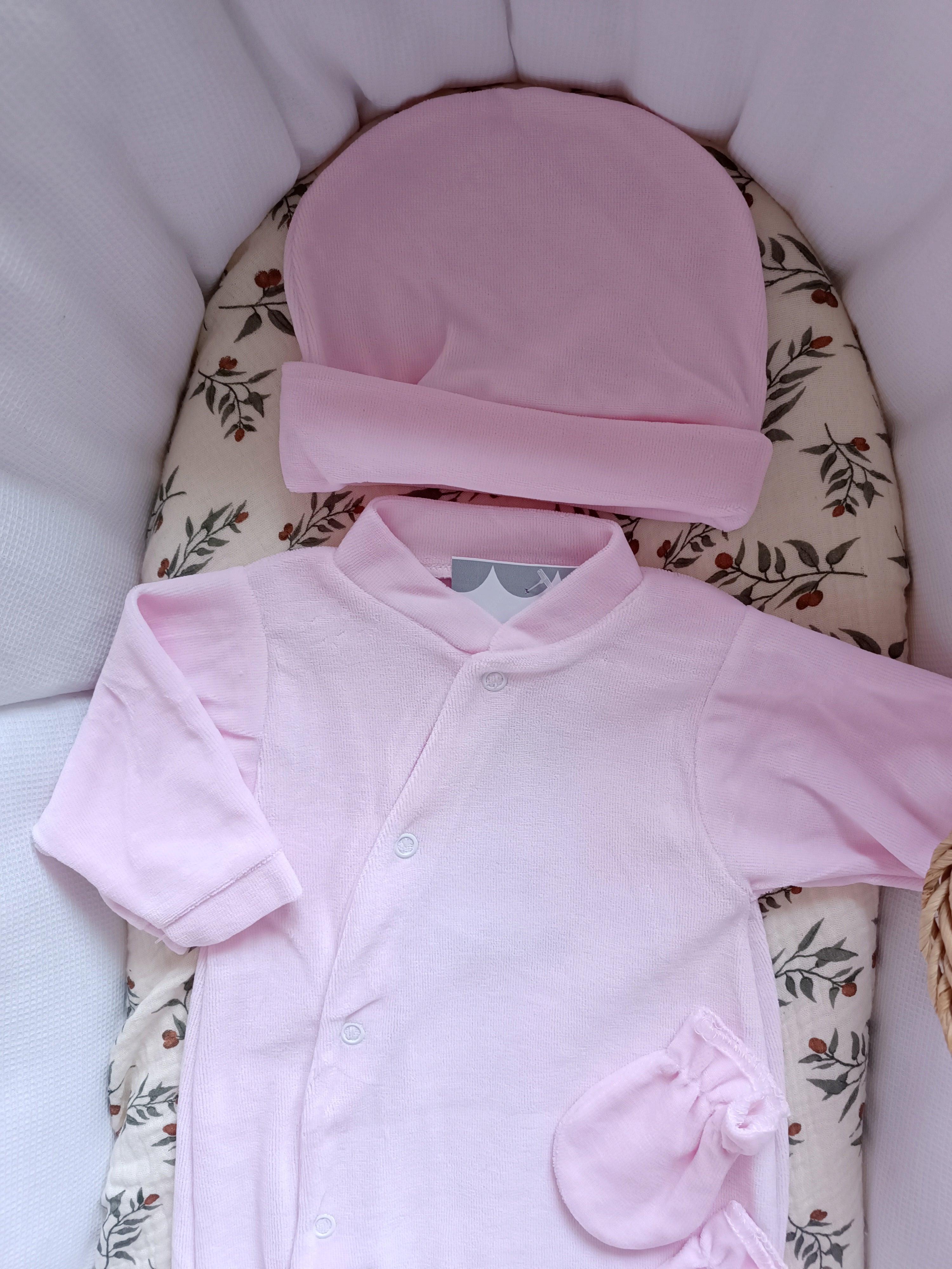 Dors bien velours rose, 3 pièces