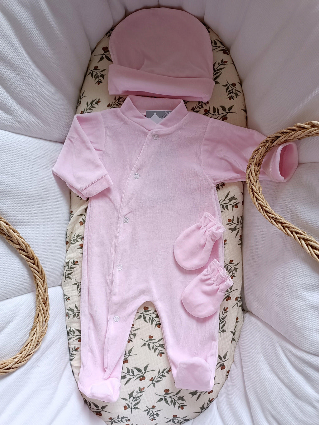 Dors bien velours rose, 3 pièces