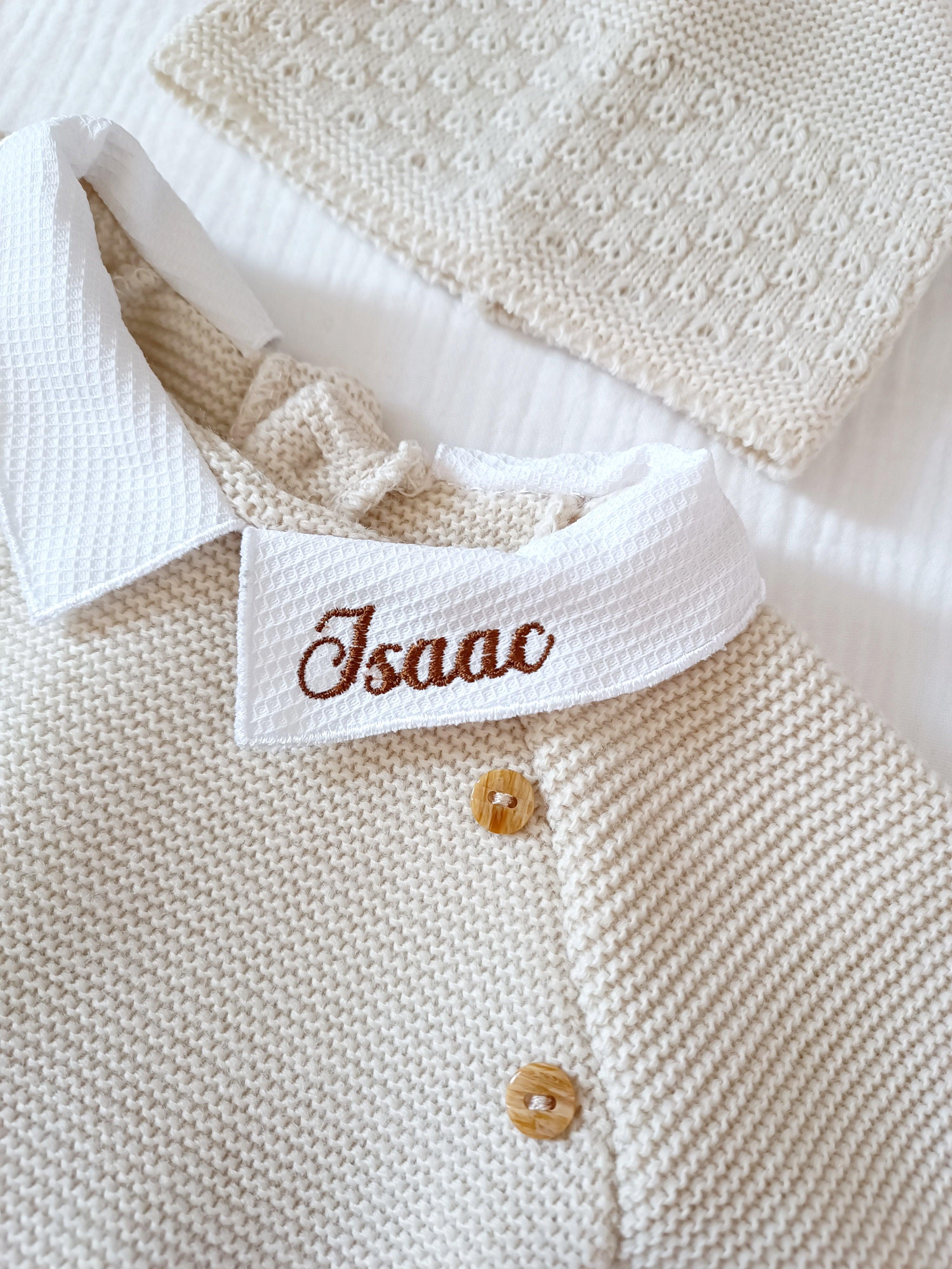 Ensemble complet naissance beige 0/3 mois avec boutons bois