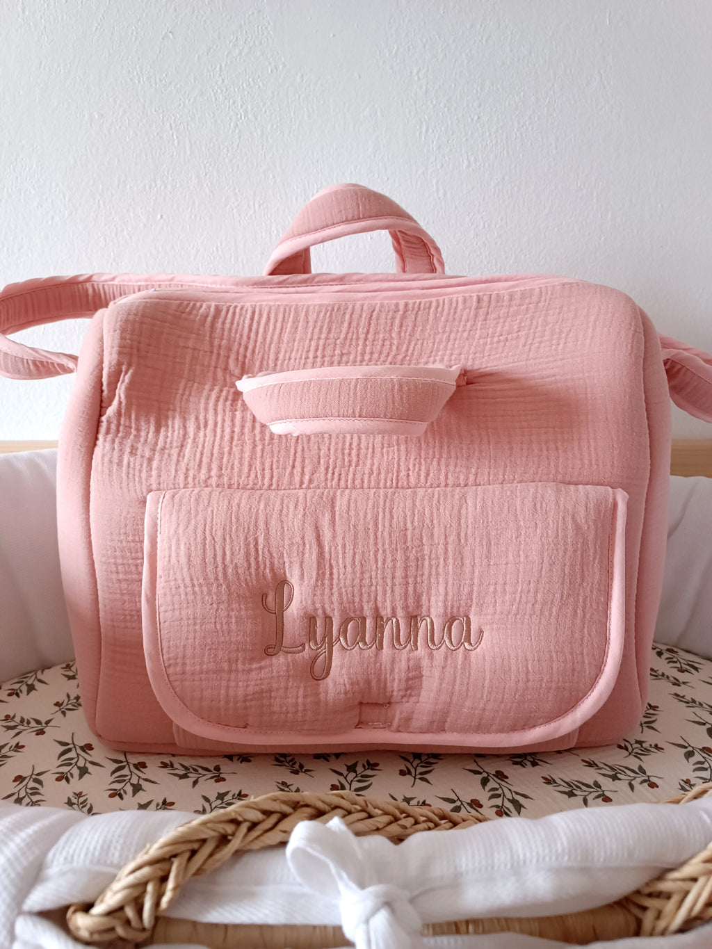 Sac à langer en gaze de coton terracota - personnalisable -