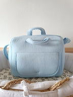 Sac à langer en gaze de coton bleu ciel - personnalisable -