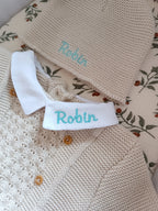 Ensemble complet naissance beige avec détails boutons 0/3 mois