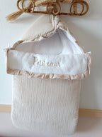 Nid d'ange en gaze de coton et polaire beige