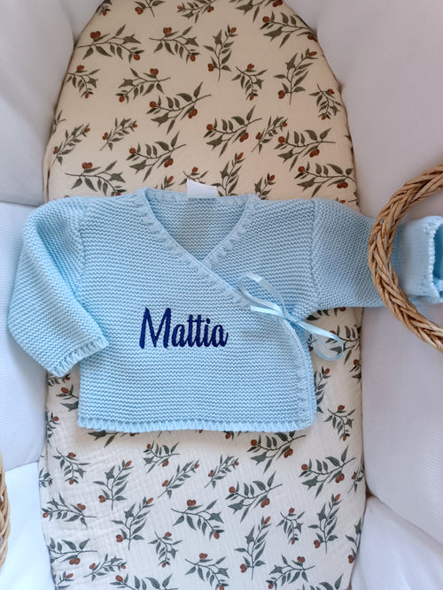 Brassières avec noeud satiné bleu ciel - personnalisable