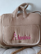 Sac à langer en gaze de coton marron - personnalisable -