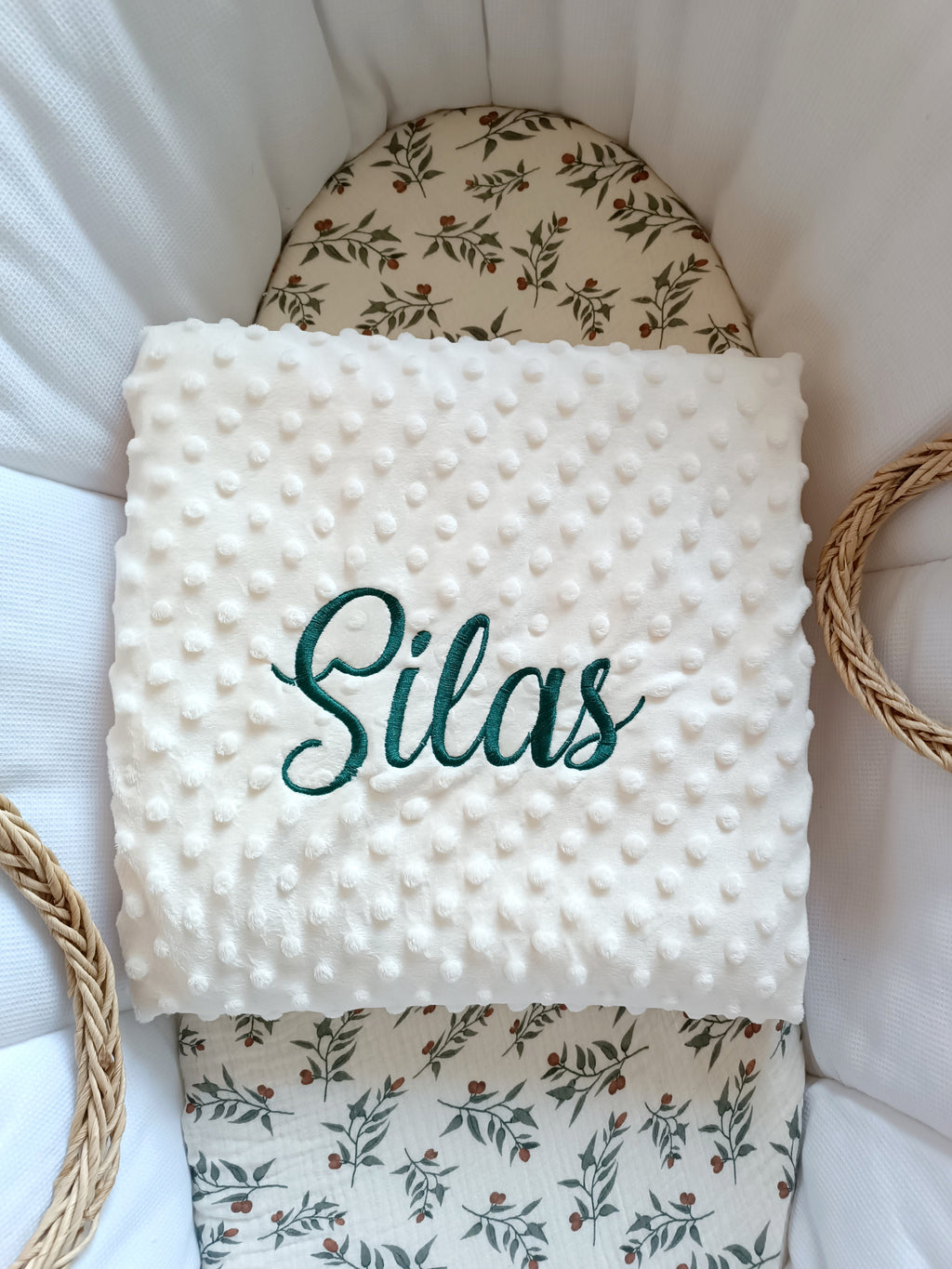 Couverture en minky crème - personnalisable -