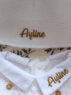 Ensemble complet naissance blanc avec détails boutons 0/3 mois