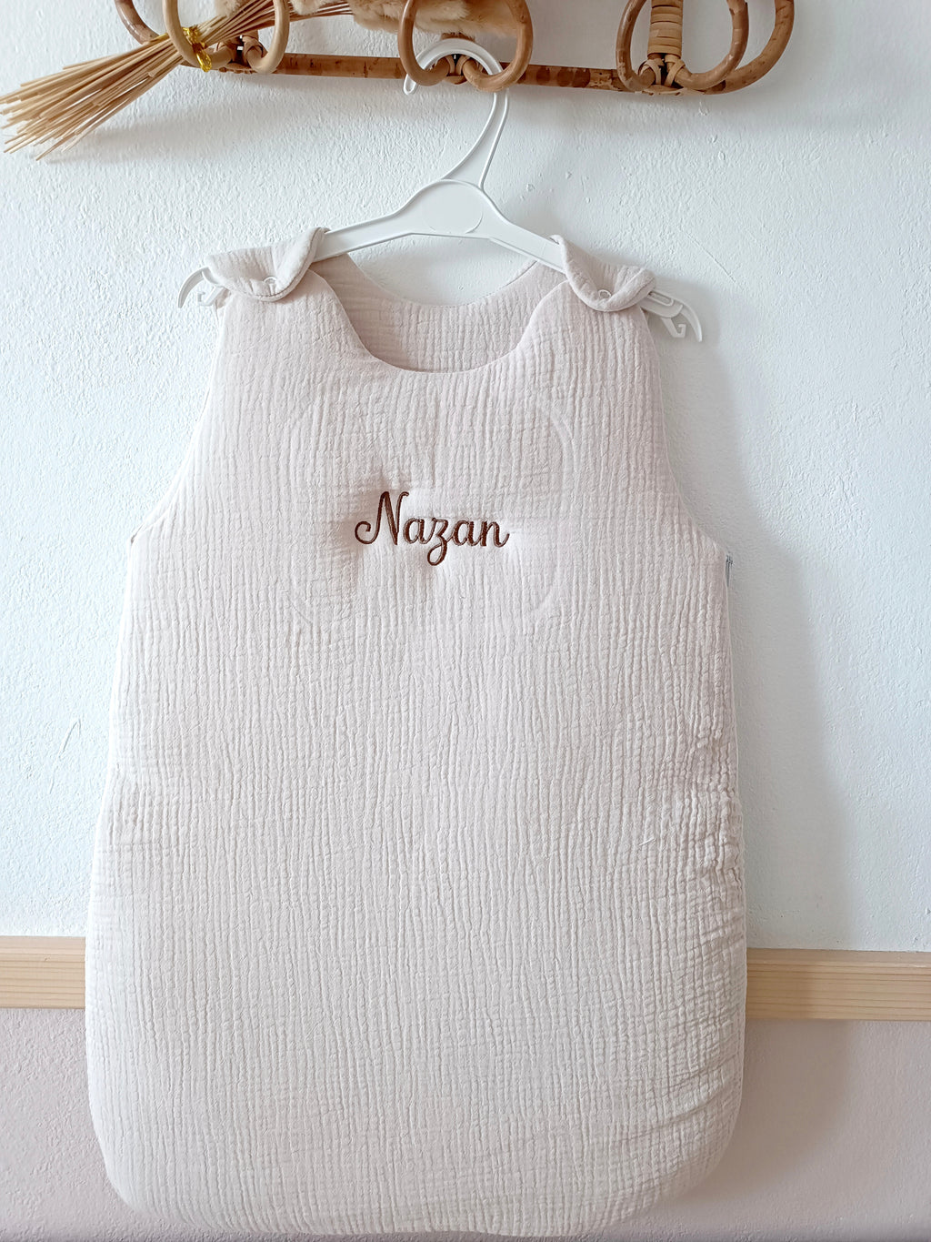 Gigoteuse molletonnée en gaze de coton beige 0/6mois ou 6/24 mois