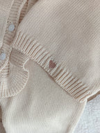 Combinaison beige oreilles lapin 100% coton, 3 pièces, 0/3 mois - personnalisable -