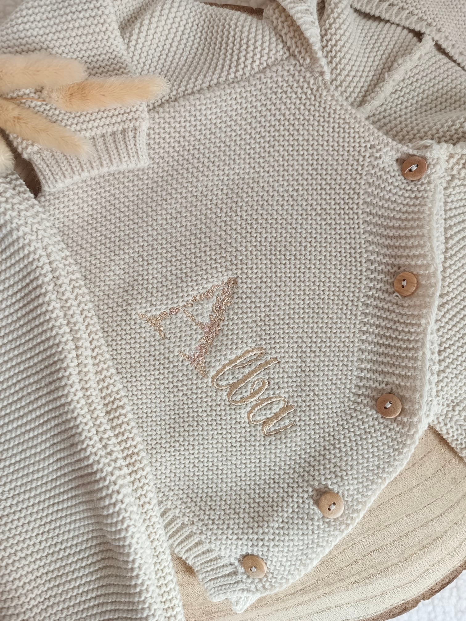 Tenue naissance beige 0/3 mois - avec oreilles de lapin - personnalisable -