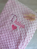 Couverture en minky rose - personnalisable -