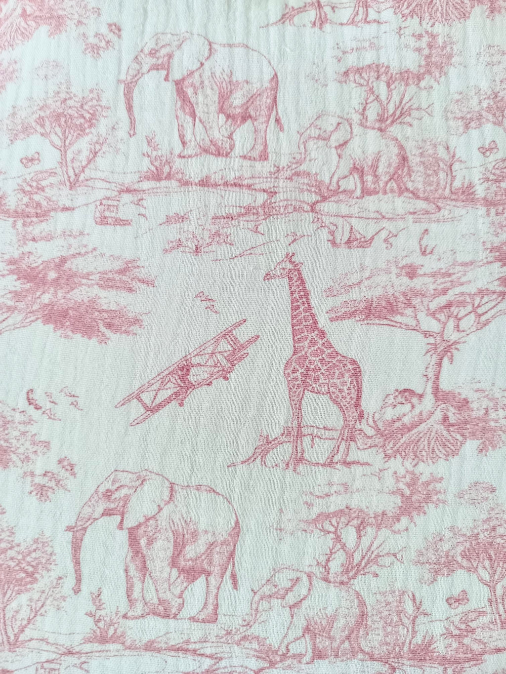 Gigoteuse molletonée en gaze de coton safari tons rose/fushia - personnalisable -