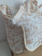 Sac à langer en gaze de coton safari tons beige- personnalisable -