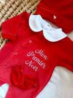 Ensemble bébé Mon Premier Noel brodé - 4 pièces en velours - 0/3 mois