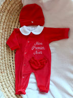 Ensemble bébé Mon Premier Noel brodé - 4 pièces en velours - 0/3 mois