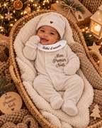 Ensemble bébé Mon Premier Noel brodé - 4 pièces en velours - 0/3 mois