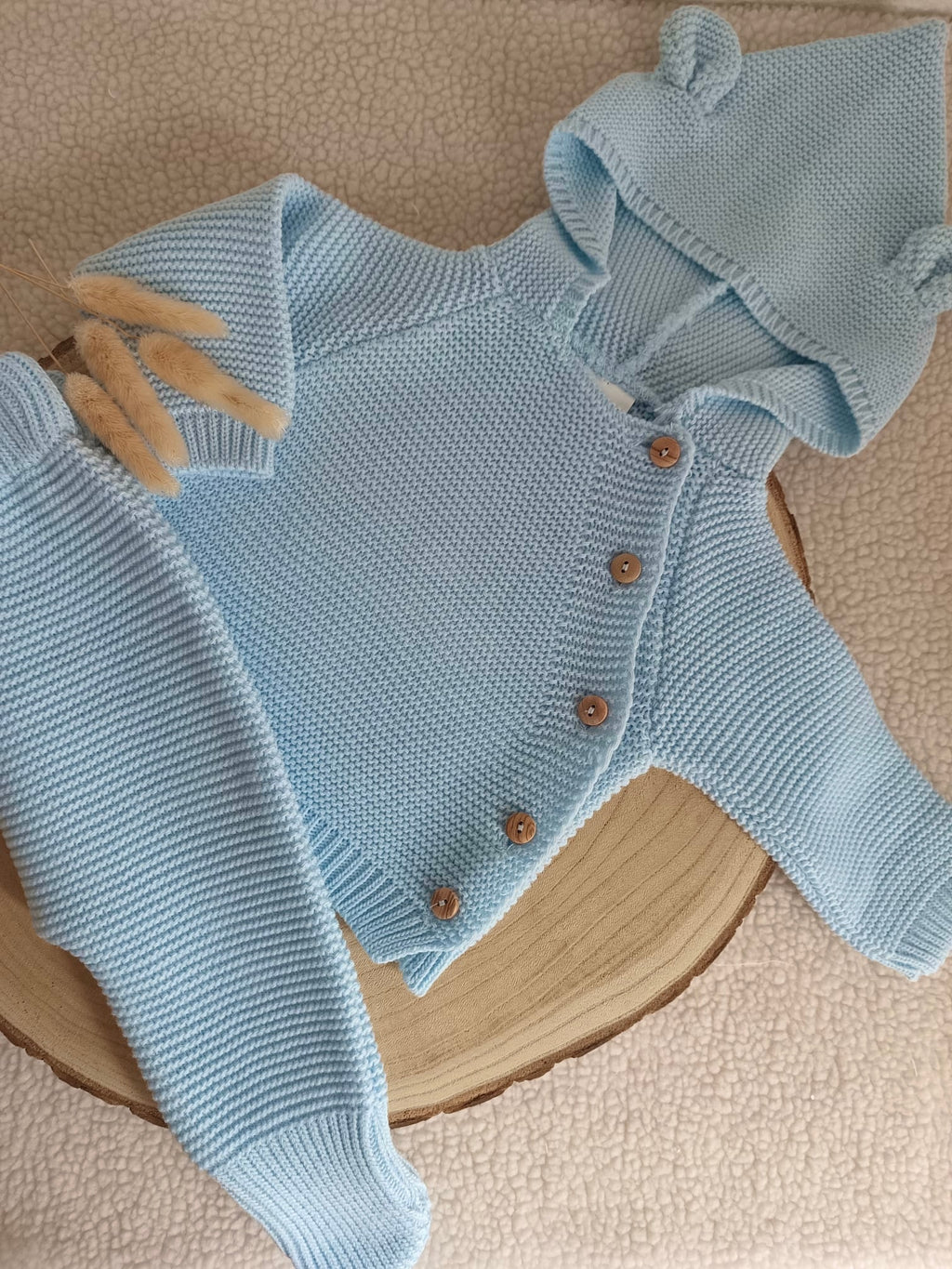 Tenue naissance bleu ciel 0/3 mois -  oreilles ours - personnalisable -