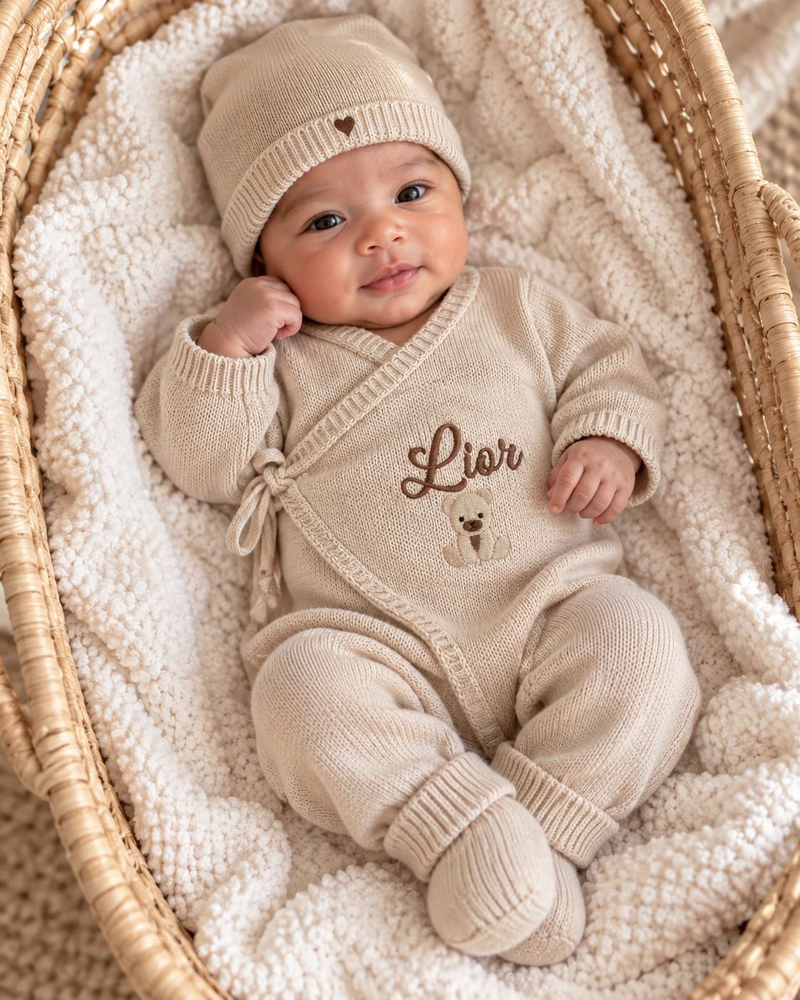 Combinaison naissance personnalisée 100% coton – ensemble 3 pièces