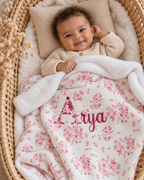 Couverture personnalisée bébé – Fleurs de Coton