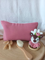 Trousse en gaze de coton framboise - personnalisable -