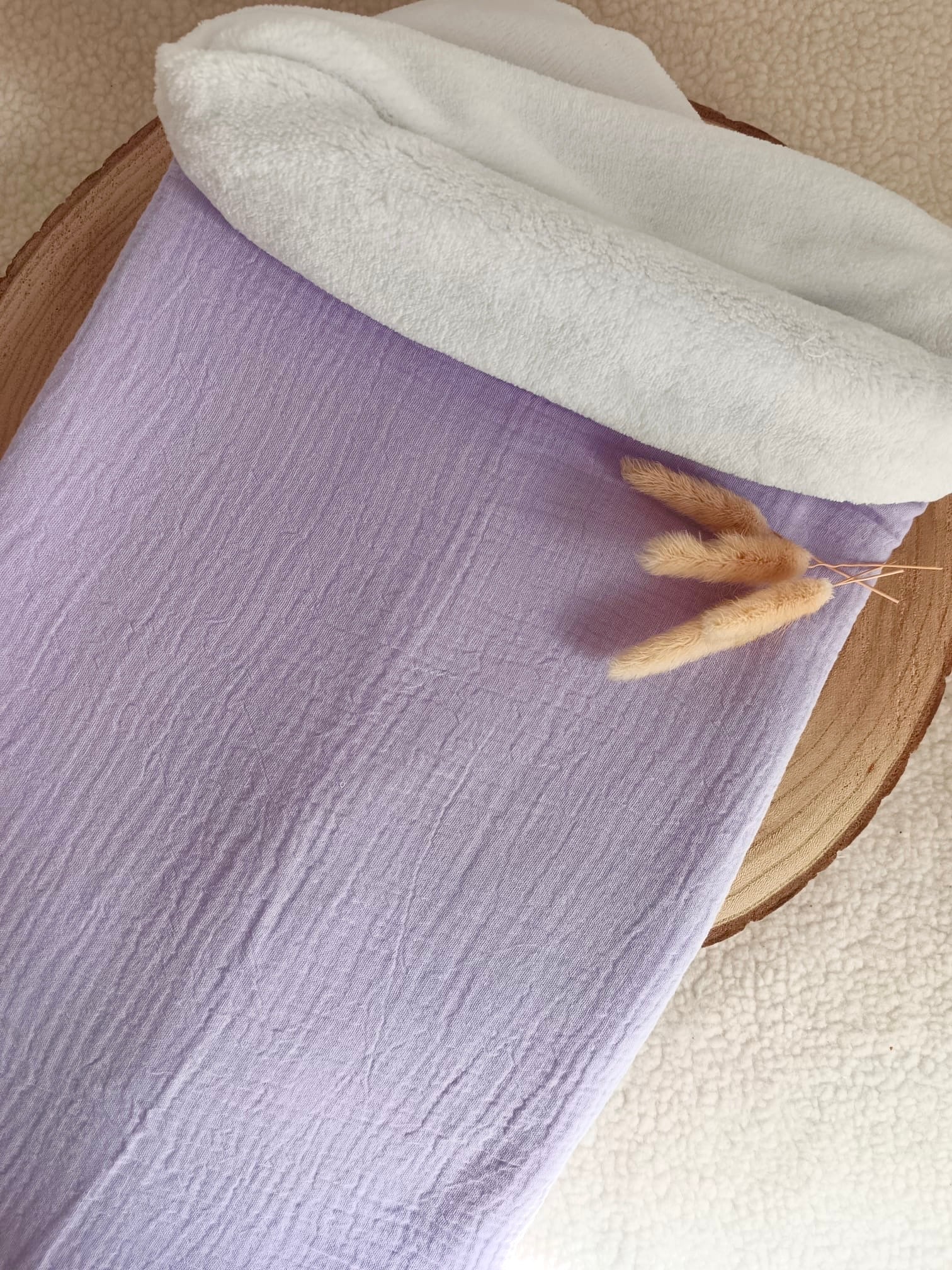 Couverture en gaze de coton et polaire Lila - personnalisable -