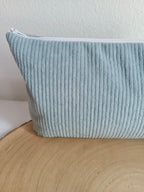 Trousse en velours bleu gris - personnalisable -