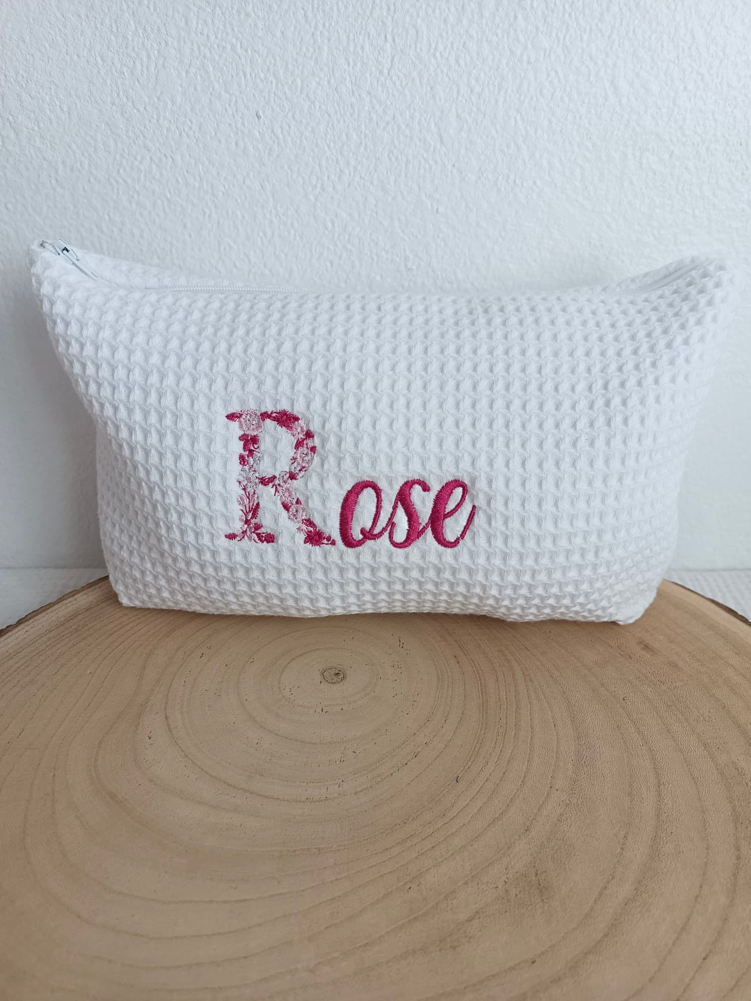 Trousse en nid d’abeille blanc - personnalisable -