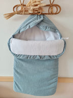 Nid d'ange en velours et polaire bleu gris