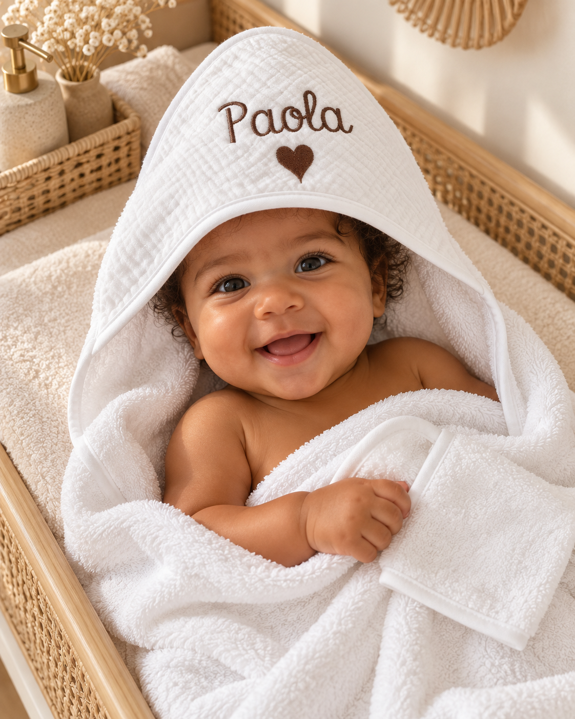 Cape de bain personnalisée bébé en gaze de coton
