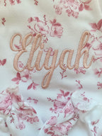 Pyjama naissance personnalisé bébé – 3 pièces, 100 % coton, Fleurs de Coton