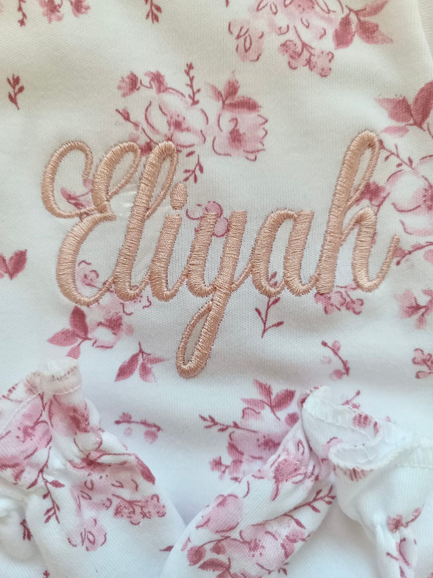 Personalized newborn pajama set – 3 pieces, 100% cotton, Cotton Flowers