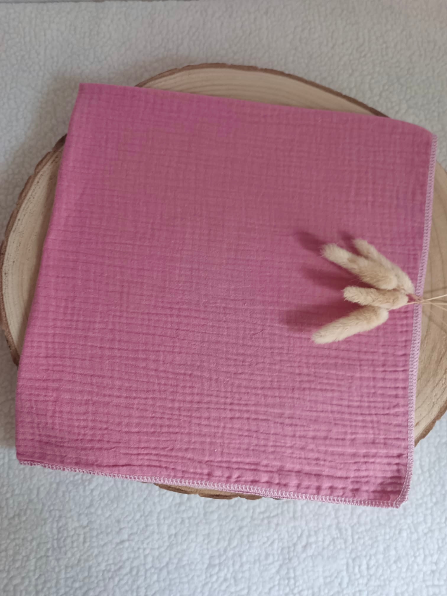 Lange en gaze de coton framboise/fushia 60*60 personnalisable