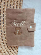 Protège carnet de santé personnalisé bébé en gaze de coton