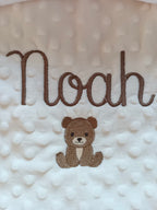 Couverture en minky crème - personnalisable -