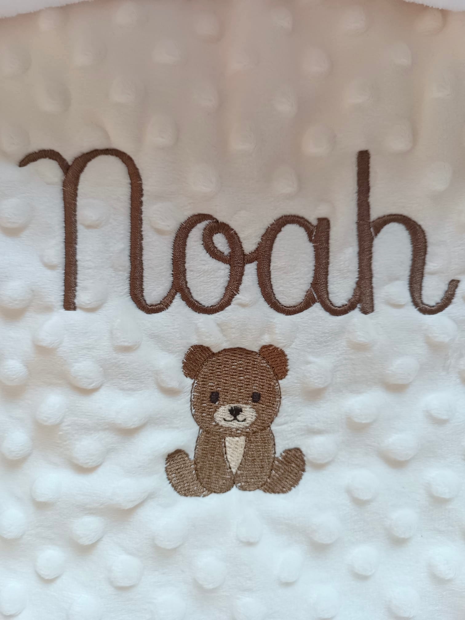 Couverture en minky crème - personnalisable -