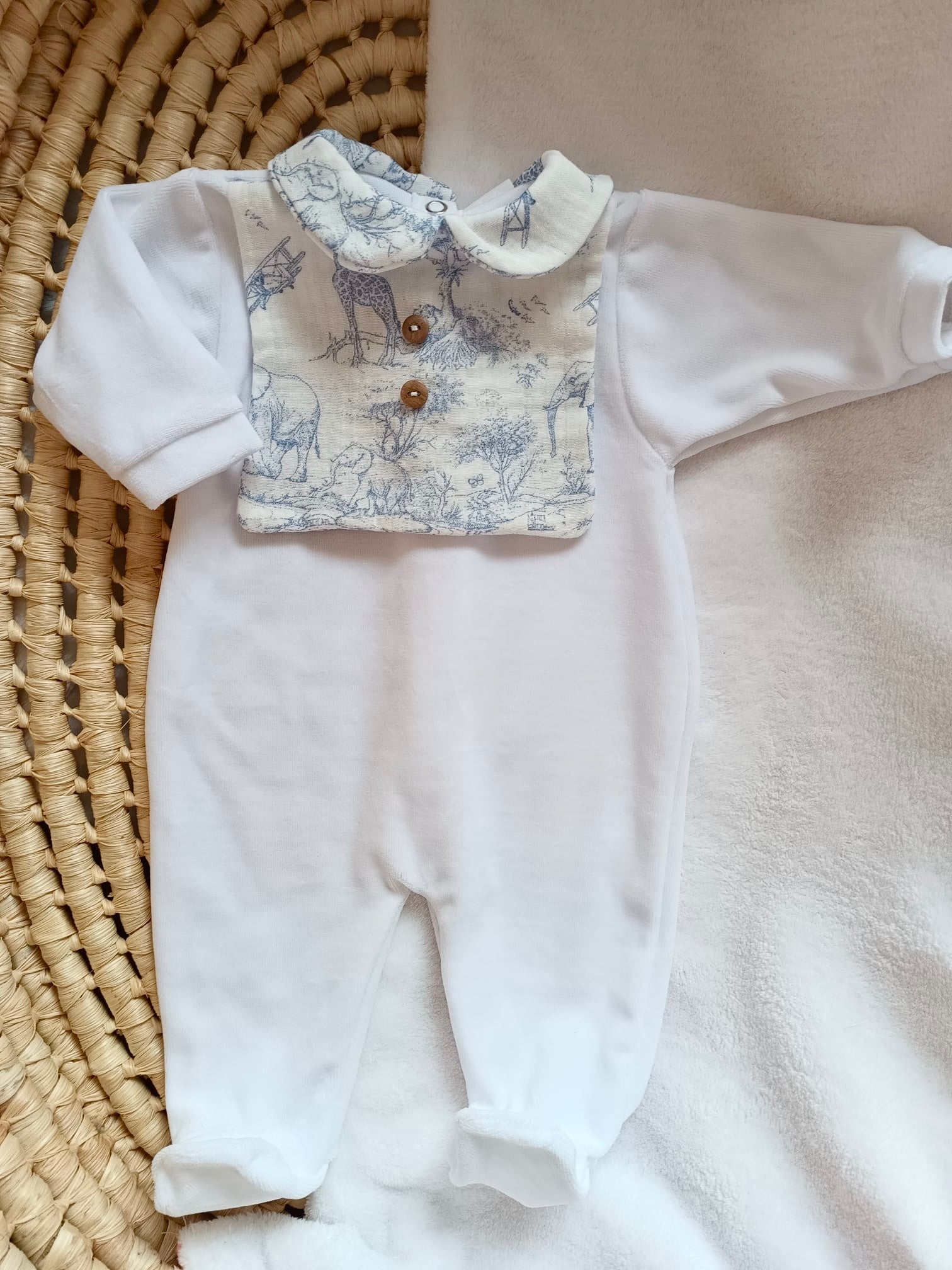 Dors bien velours blanc safari tons bleuté